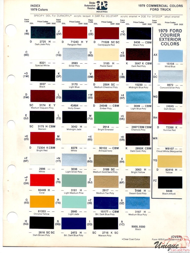 1979 Ford Paint Charts Trucks PPG